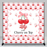 Lofaris Pink Red Cherry On Top Custom Baby Shower Backdrop